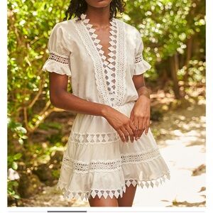 Piexoto Ora Cotton Embroidered Mini Dress/ Swim Cover Up Size Medium
